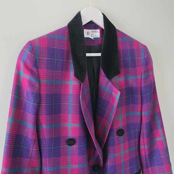 Braemar by Jeremy Scott 6 Vintage Elle Woods Barbiecore Retro Plaid Wool Blazer - Picture 4 of 14
